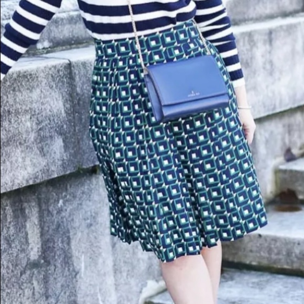 JCrew Geometric Shape Chiffon Pleated Skirt with Pockets Size 8